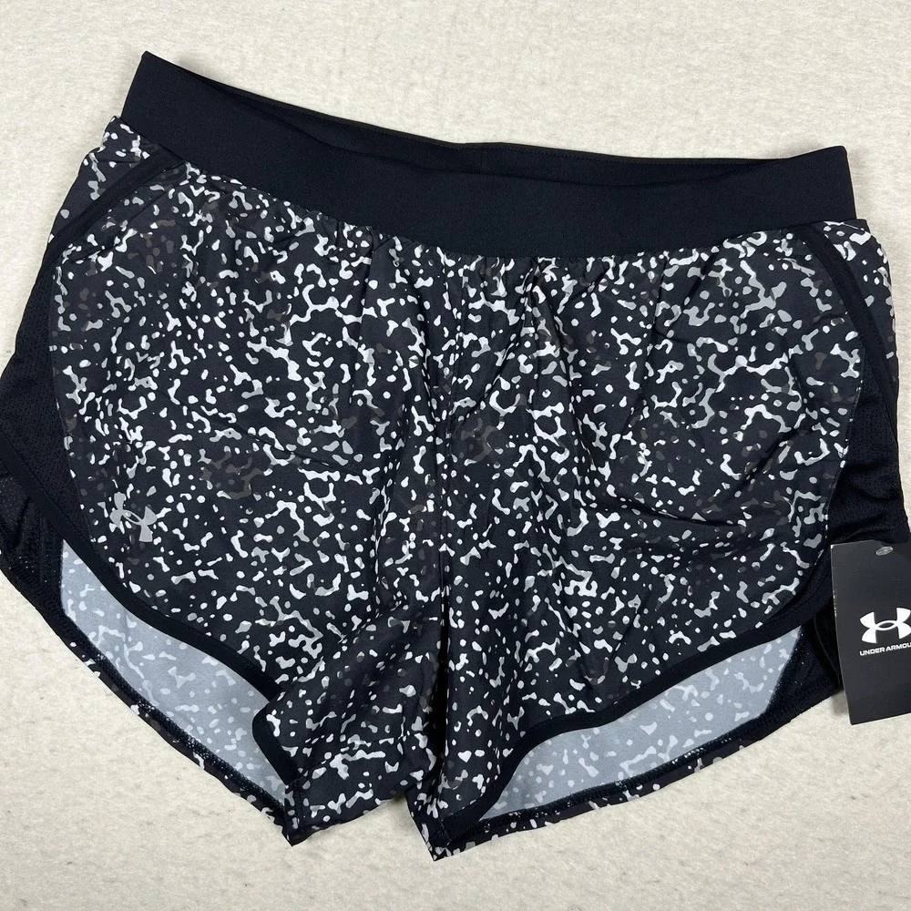 Under Armour Fly By 2.0 Printed Shorts Womens Small Black Running Training‎
